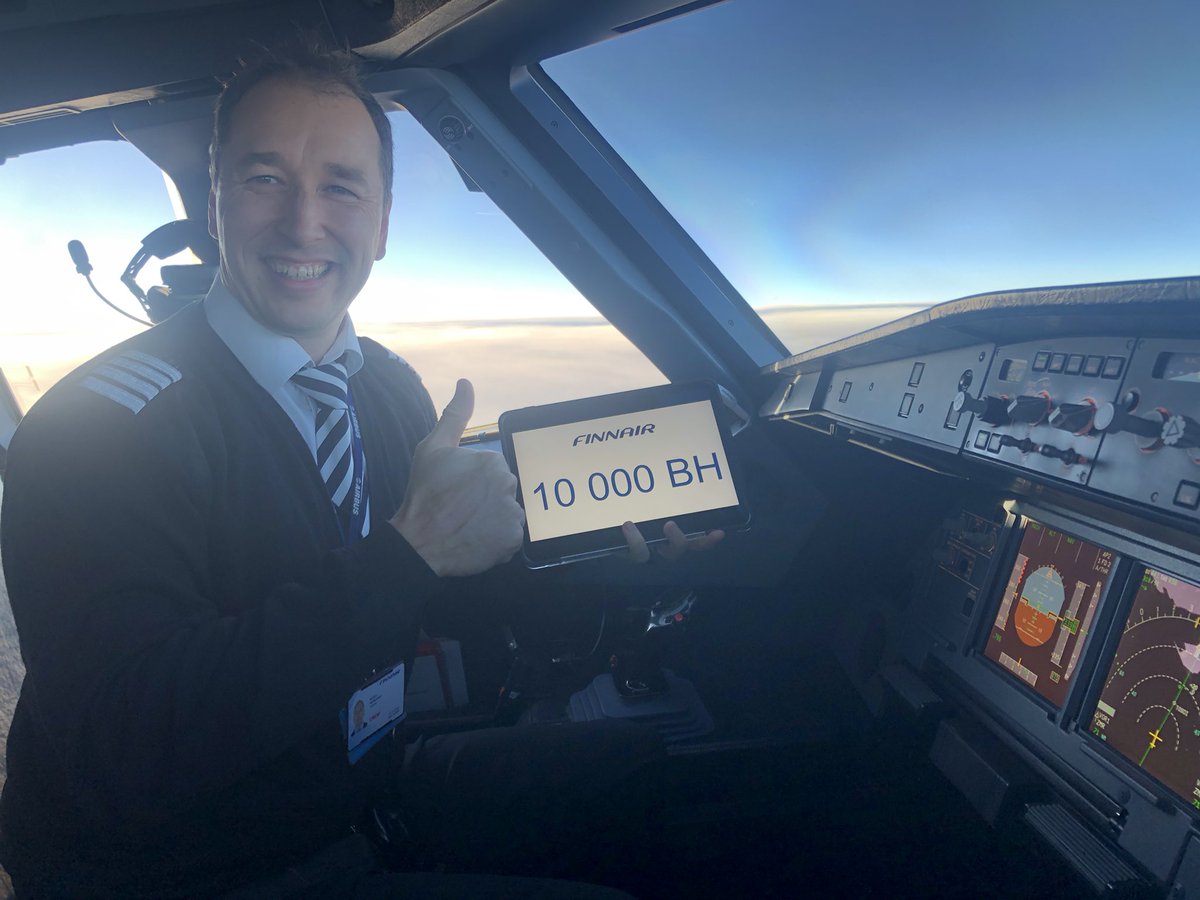 AMeskanen's tweet photo. Living my childhood dream as a professional pilot. Pilots gain experience by flying and calculate ”block hours”, happy to reach round number with @Finnair @FPApilots https://t.co/NuOl78QT1n