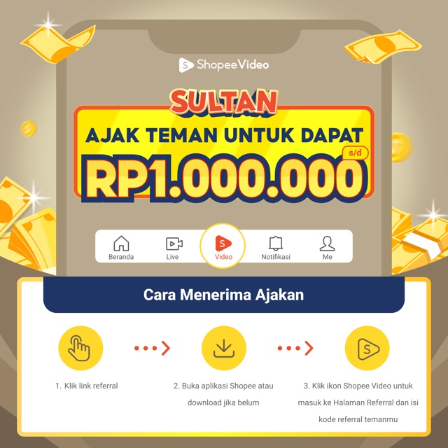 Justmeendah's tweet photo. 💸 Klik &amp; Dapat 1RB! 
Bergabung &amp; Download Shopee SEKARANG #SultanShopeeVideo 
Kode referral: ZFPHBQ
Klik untuk menerima undangan 👇👇https://t.co/MBu9sxcjHu https://t.co/Q4T7Jgc8NK