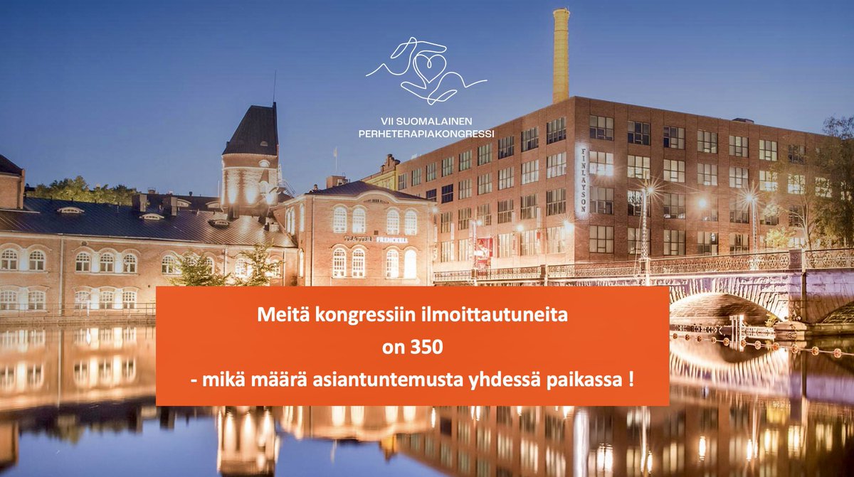 Paljonko on paljon? No se on paljon, että #perheterapia2022 kongressiin on ilmoittautunut 350 asiantuntijaa! 
Miettikää, mikä määrä asiantuntemusta yhdessä paikassa ajankohtaisten haasteiden äärellä! Tiedettä, taidetta, tunnetta <a href="/tamperetalo/">Tampere-talo</a> 
perheterapia2022.fi
<a href="/YleTampere/">Yle Tampere</a>