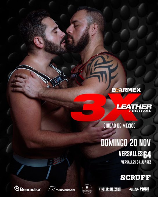 Su emblemática fiesta Leather nos pone muy  inquietos. ? @Bearmex alista para este domingo 3X Leather