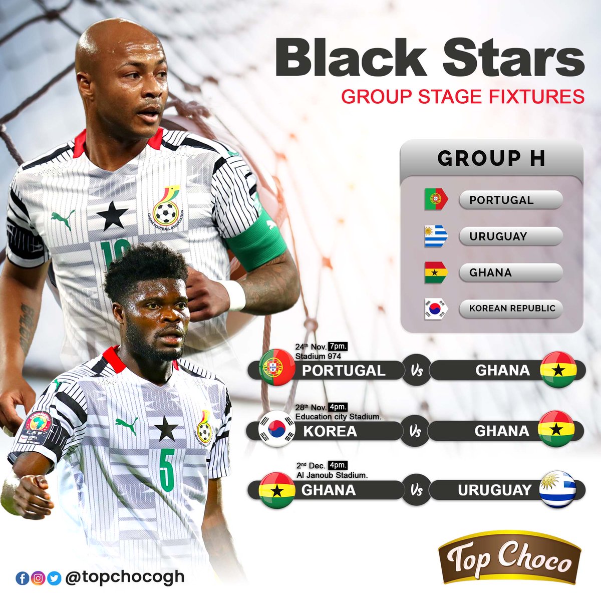 topchocogh's tweet photo. Big Win(W) today!π¬π
The #BlackStars Team Setβ
π
World Cup Preparations β
How many of our group fixtures will end with a W?
#BlackStars #WorldCup2022 #Qatar2022 #GHASWI https://t.co/yndfWpapYO