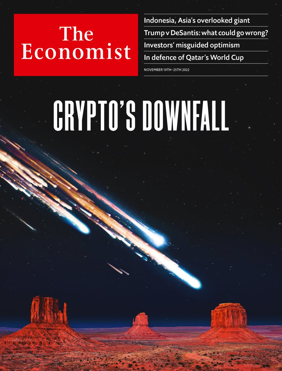 TheEconomist's tweet image. Only a fortnight ago Sam Bankman-­Fried was in the stratosphere. But the high­-speed implosion of FTX has dealt a catastrophic blow to an industry with a history of failure and scandals. Is this the end for crypto? econ.st/3geBwnW