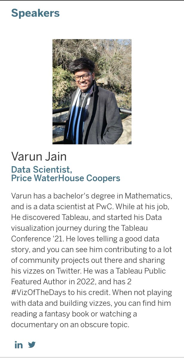 🔗usergroups.tableau.com/mathematicsbeh…

Hey #datafam, Join us on 30th November @ 1 PM IST where <a href="/vizvithvarun/">Varun Jain</a> will be unlocking the secrets behind his visualizations, and he will take us on a journey where mathematics seems beautiful 😊

Hope to see you there!

Registration link at the top 🔼