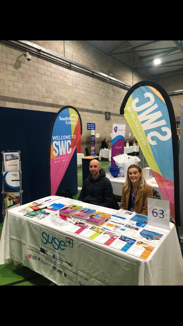 swccollege's tweet photo. We're here today at Cookstown Leisure Centre for the Mid Ulster Jobs and Careers Fair.
Call over and chat to us about how we can help you grow your career and secure the job you want!
#cookstown #mudc #jobs #careers #swc #countytyrone #studyneargofar #investinyou https://t.co/qN3G2GFPzH