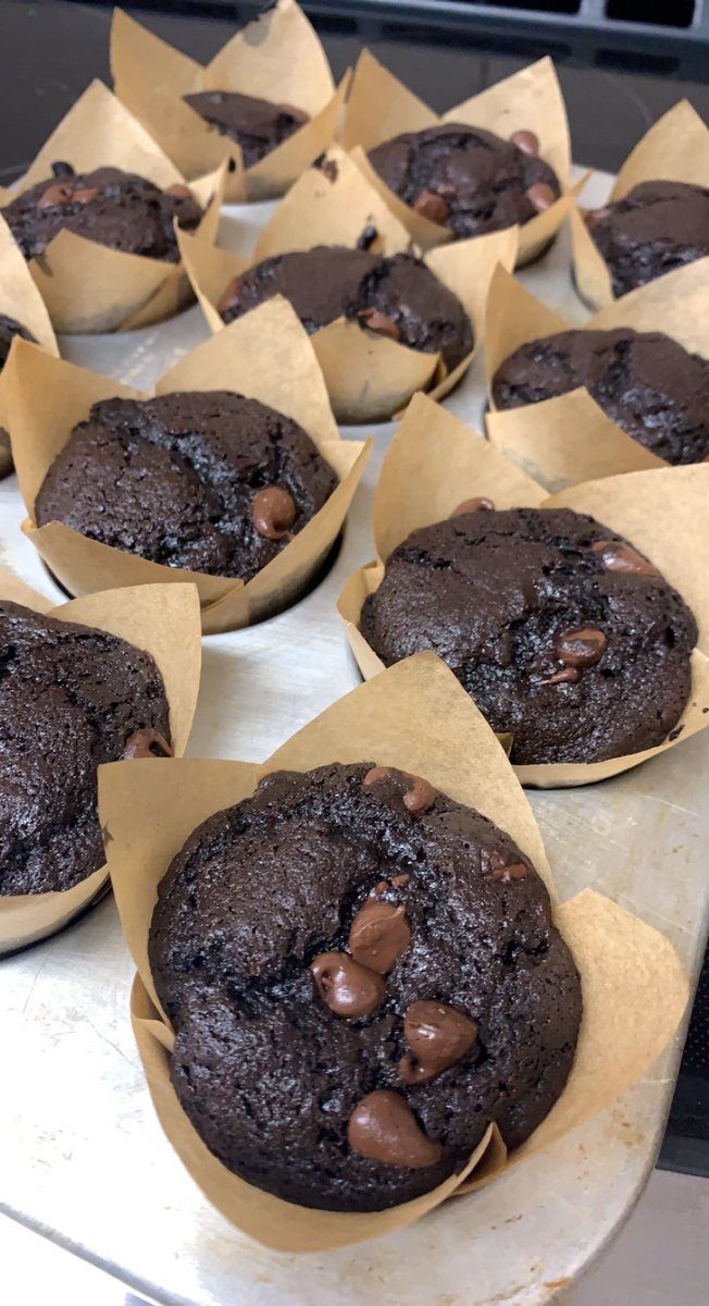 GSL_SmacShack's tweet photo. Double Chocolate Muffins available for the popup tomorrow! #chocolate #darkchocolate #semisweet #muffins #cte #FCS @KDaneFACS https://t.co/enakScpdZD