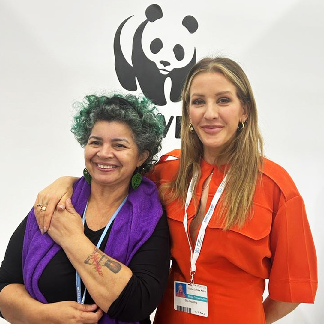 wwf_uk's tweet photo. At #COP27, @elliegoulding and @AngelaFloresta met to discuss our Risking the Amazon paper, which highlights how close the #Amazon is to a tipping point of no return.

If reached, it would have catastrophic consequences on the people &amp; nature of the Amazon: https://t.co/qy2OhFZ2BJ https://t.co/uyE868CJyO