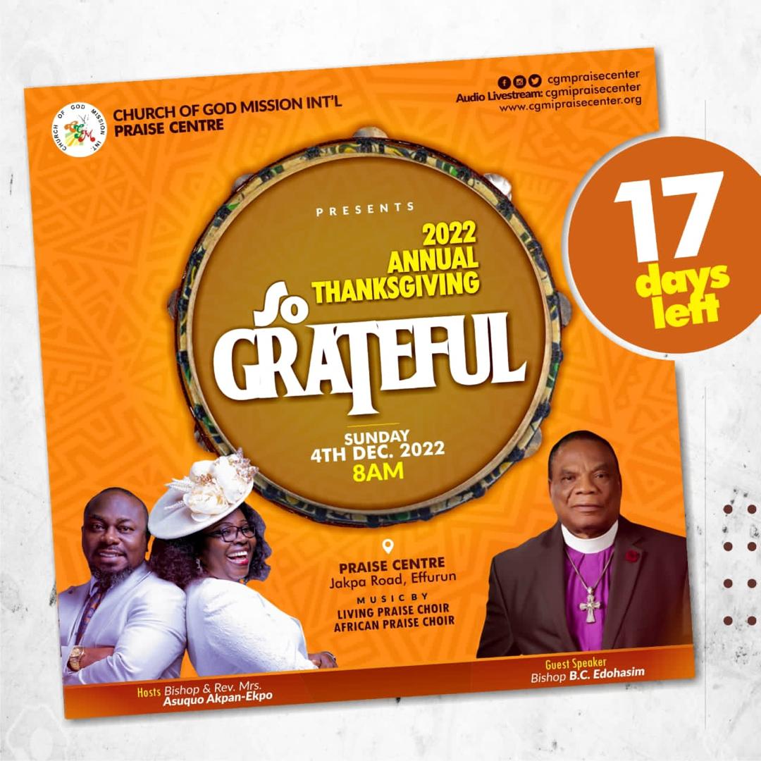 cgmpraisecenter's tweet photo. 17 days to #AnnualThanksgiving

Thankfulness is the beginning of gratitude. Gratitude is the completion of thankfulness. Thankfulness may consist merely of words. Gratitude is shown in acts. 

What are you thankful for?

#SoGrateful  #CGMiExperience #CGMiPraiseCenter https://t.co/YERlJFUg7s