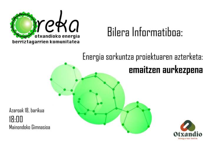 Bihar pausu garrantzitsua emango dugu. Oreka energia komunitatetik garatuko dugun lehen proiektua azaltzeko bilera informatiboa. #bizigurazbetie