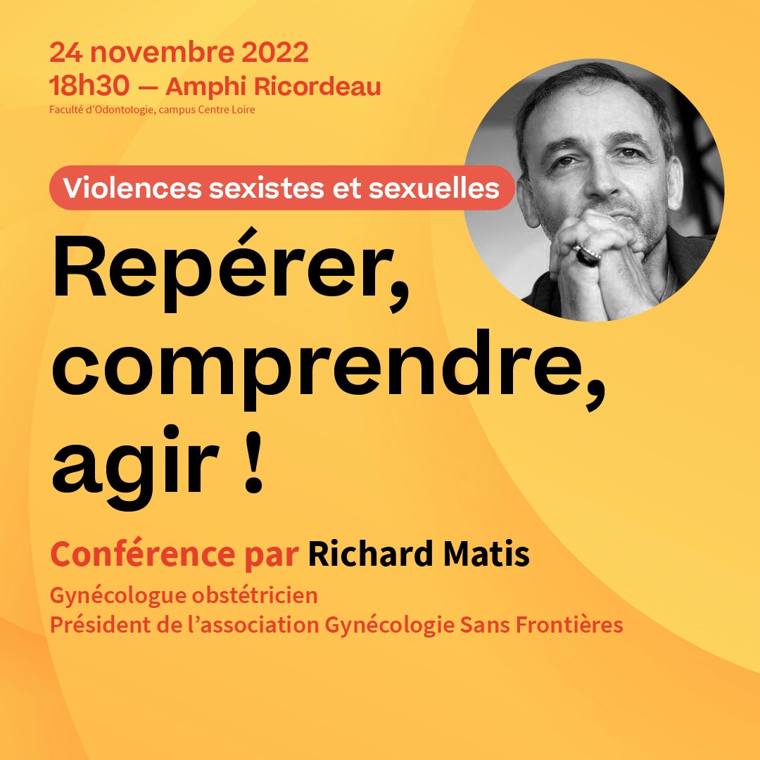 #VSS Nantes Université reçoit Carole Damiani <a href="/cdam0875/">Carole Damiani</a> et <a href="/RichardMatisGSF/">RichardMatis</a> le 24 novembre pour 2 conférences-événements, à la veille de la journée internationale de lutte contre les violences faites aux femmes. ✊

➡️ Infos et inscription univ-nantes.fr/decouvrir-luni…