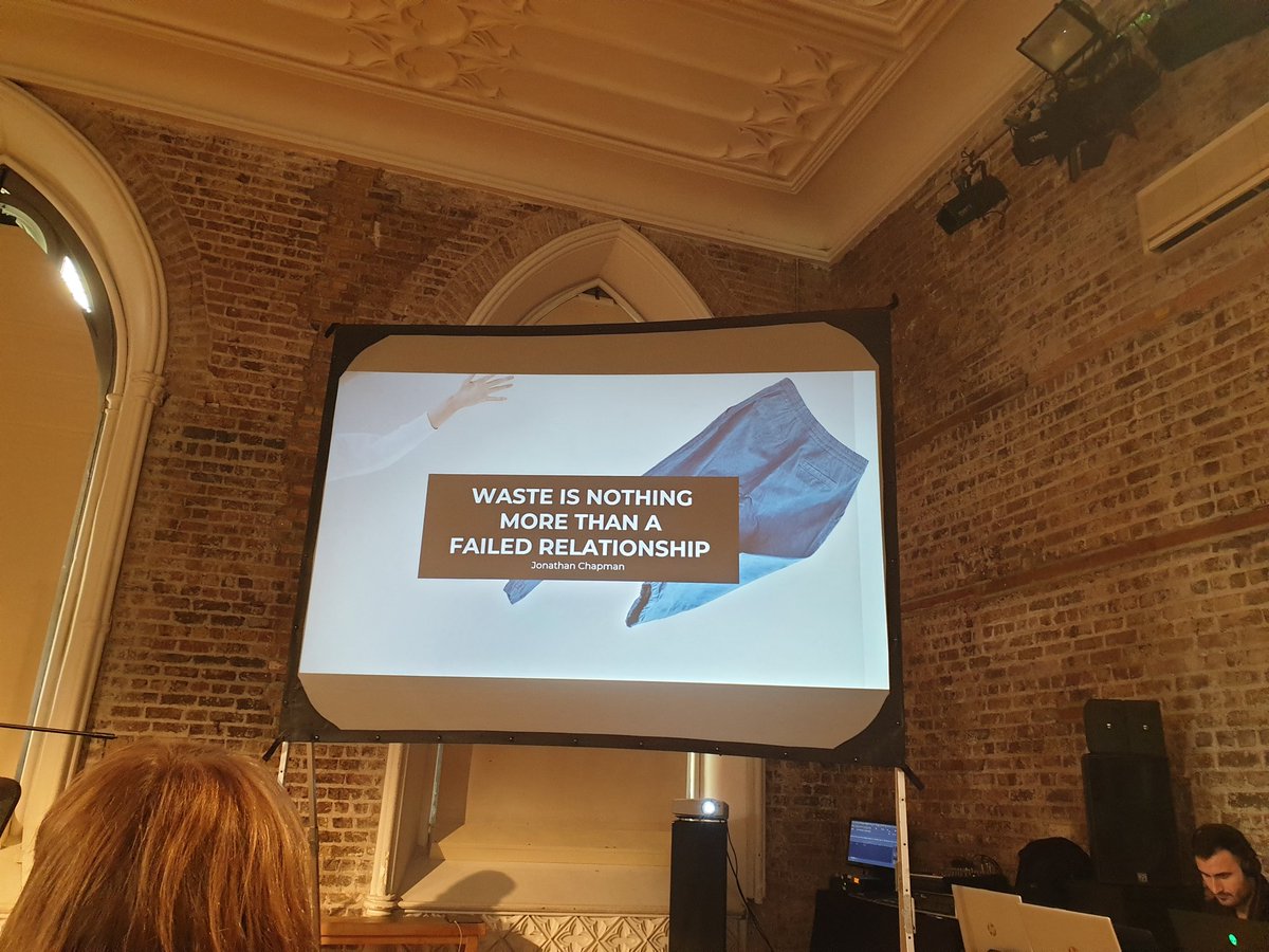 Clrdowney's tweet photo. "Planned and perceived obsolescence are like a dangerous cocktail getting us drunk on stuff" - brilliant scene setting from @Gwenhams at #circularbydesign Festival today @NCAD_Dublin @DCCIreland @creativefutur16 https://t.co/rBGTs1nOfa