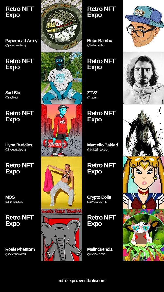 NFTARTPR's tweet image. Tonight!!!!!!!! @LaRespuestaPR we invite you to Retro NFT Expo NFT showcase, educational talks, NFT booths, local market vendors, tattoo, interactive art installations, immersive AR experience room, live music, fashion show, networking &amp;amp; more! For tickets: retroexpo.eventbrite.com