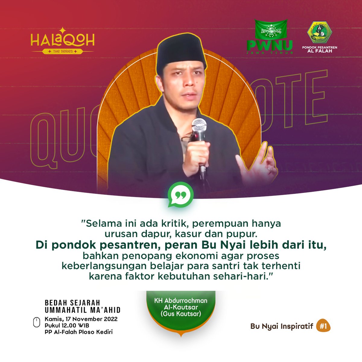 BALAS_BUDI's tweet photo. Bu Nyai Rodliyah Djazuli Sosok Perempuan Inspiratif Di Balik Kebesaran Pondok Alfalah Ploso.
Saya share kutipan bu Nyai, Gus Kautsar dan Gus Salam tentang beliau.
Semoga menginspirasi perempuan Indonesia, tangguh dan mandiri.
#BuNyaiInspiratif https://t.co/hWtcFd9ZqN