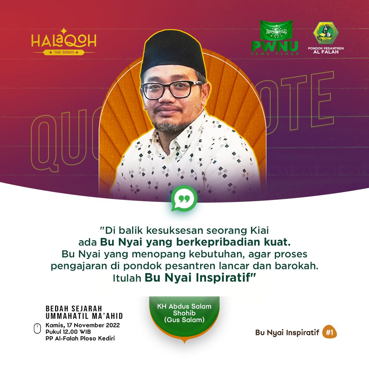 BALAS_BUDI's tweet photo. Bu Nyai Rodliyah Djazuli Sosok Perempuan Inspiratif Di Balik Kebesaran Pondok Alfalah Ploso.
Saya share kutipan bu Nyai, Gus Kautsar dan Gus Salam tentang beliau.
Semoga menginspirasi perempuan Indonesia, tangguh dan mandiri.
#BuNyaiInspiratif https://t.co/hWtcFd9ZqN