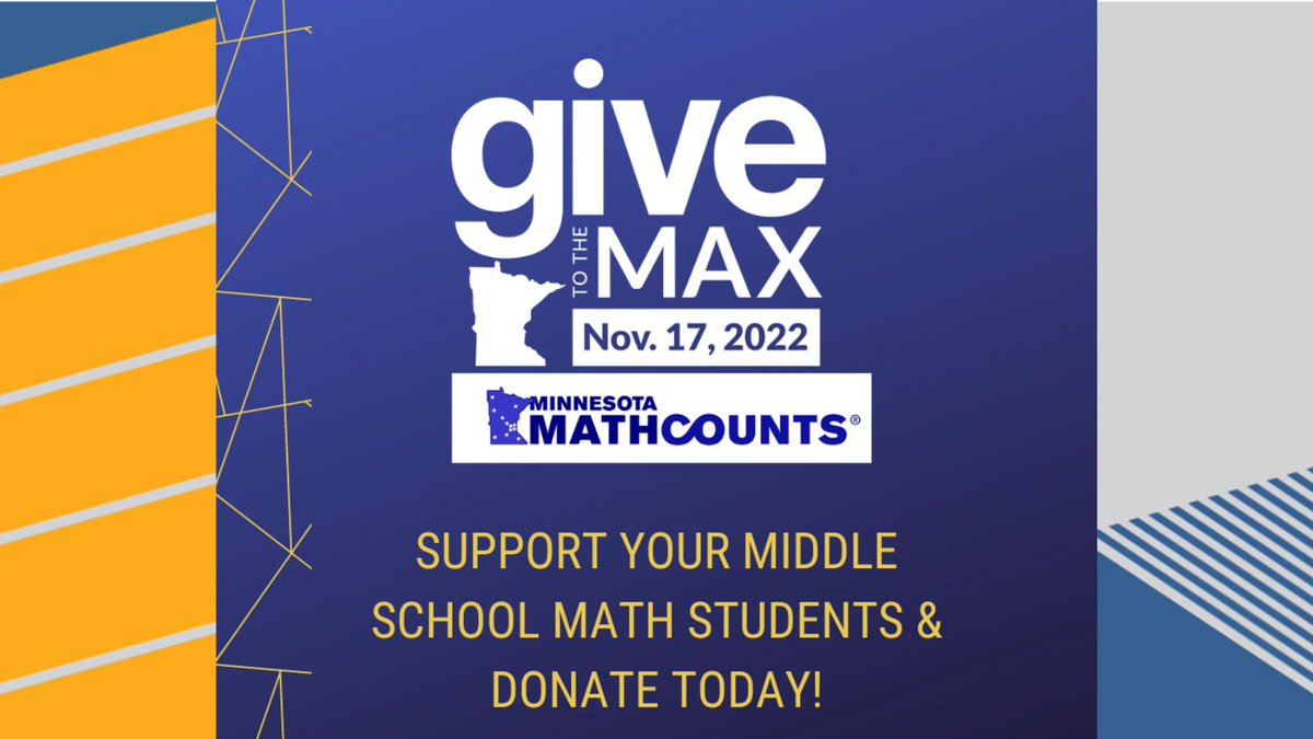 Today is the day! Your support of MATHCOUNTS today COUNTS! We are aiming to raise $5,003 to help launch the 2023 season. Your donation will help make this possible, and will help us replace aging technology needed to run the season. givemn.org/story/Math2023