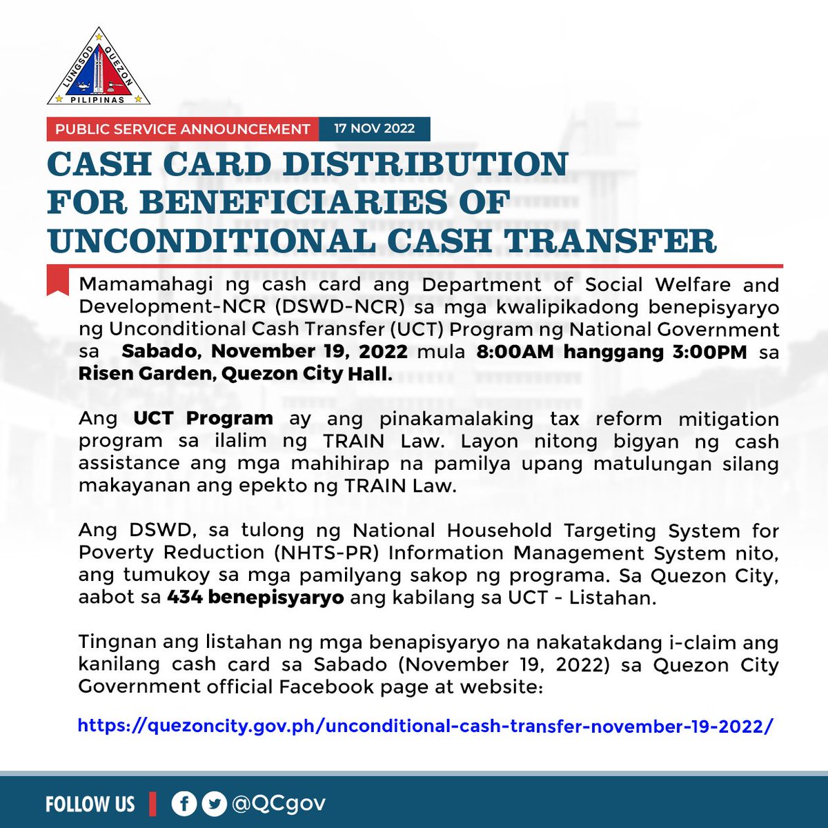 Quezon City Government on Twitter "Mamamahagi ng cash card ang