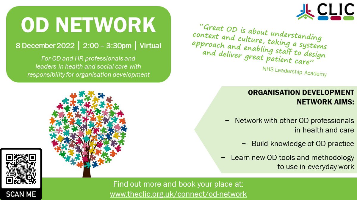 OD NETWORK 🌱

📅 8 Dec, 2-3:30pm, MS Teams

Our December topic is 'Transformative Leadership – rethinking OD and L&amp;D'. We will be hearing from Ian Corrie on why high quality leadership continues to be a challenge &amp; how we can build our own capability ➡️ ow.ly/gG0T50LGaLA