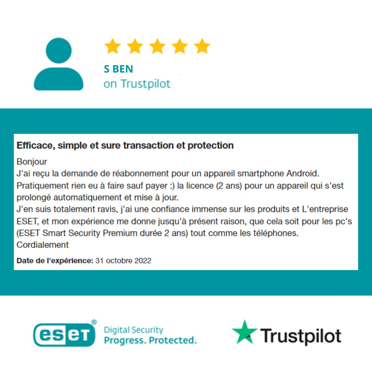ESET_France's tweet photo. On est là pour vous !
Grâce à vos témoignages clients, nous mesurons à quel point nous pouvons êtres fiers de notre travail et de nos produits 😊
#ESET #ProgressProtected #ESETNOD32Antivirus #ESETInternetSecurity #ESETSmartSecurityPremium https://t.co/Li203Yieqc