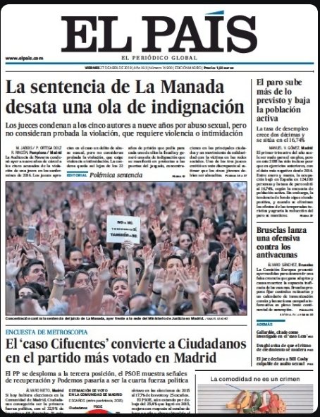 Ni una manifestación, ni una protesta, ni una concentración por una ley que está dejando rebajas de penas y excarcelaciones por gravísimos abusos sexuales. Ni una. ¿Recuerdan la calle el día de la sentencia por la  condena de La Manada en 2018...?