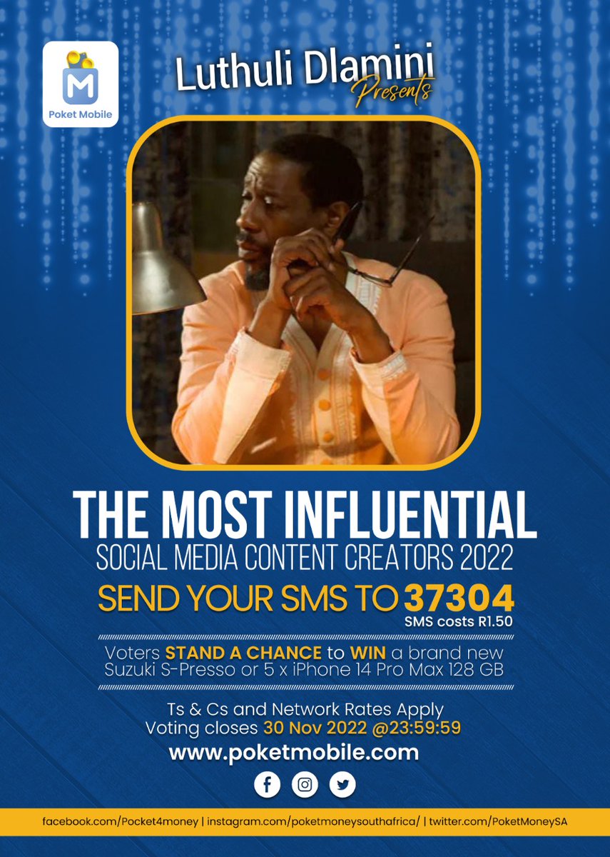 We are giving away R200000 cash, or a R600000 brand ambassador contract for 1 year with pocket mobile. No jokes someone is going to be R200,000 richer in two weeks time, just WhatsApp your photo and cell number to Martin at pocket mobile. Hurry, the competition is tough