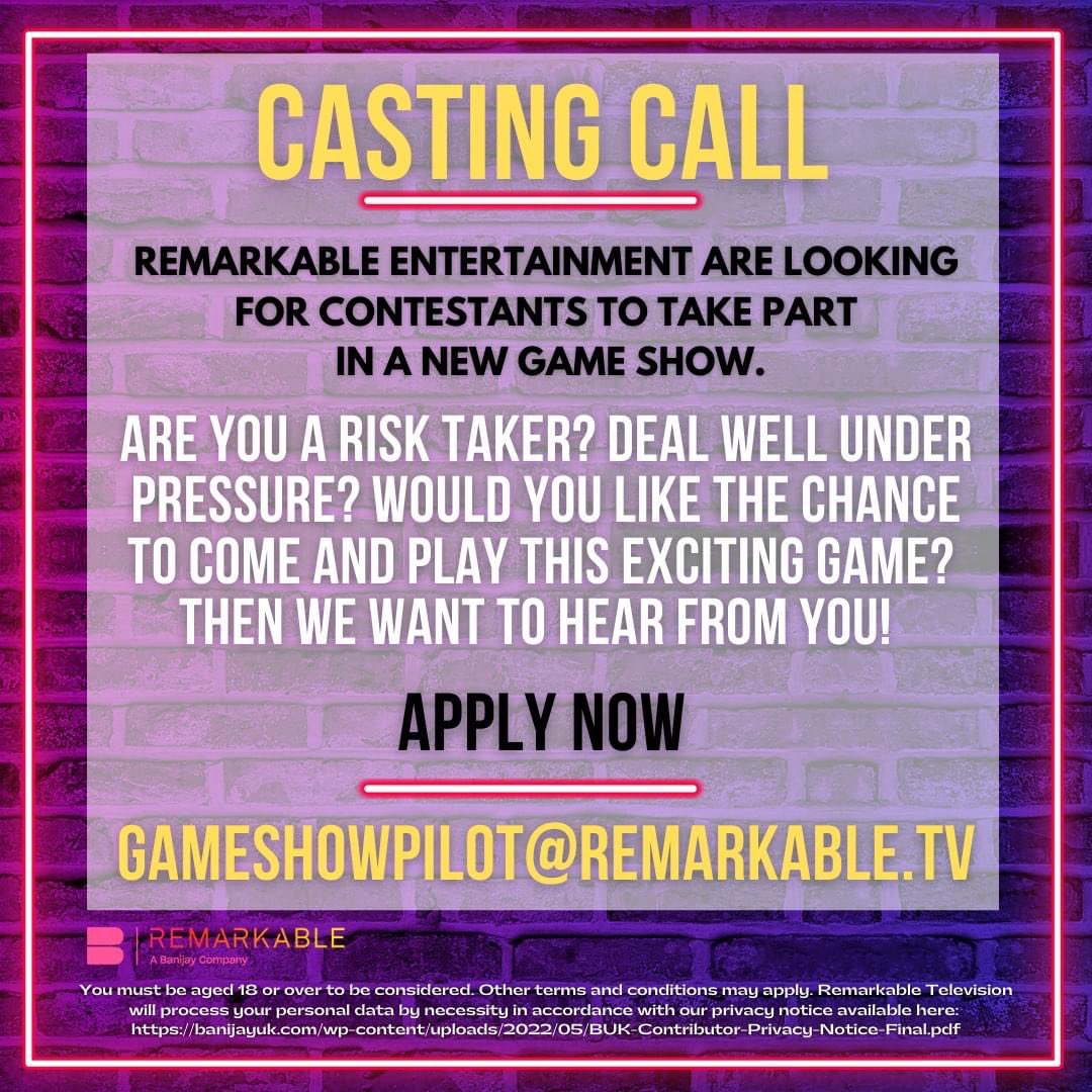 From the folks at Remarkable, they require contestants for a new pilot so if you are interested in taking part, apply now to the following address below!.

I wonder if it’s something totally new or something that might be getting a revival perhaps?