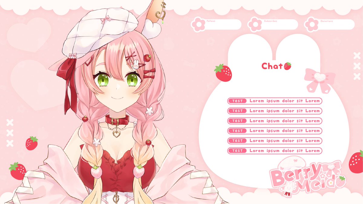 Stream Overlay Design for <a href="/BerryMeido/">Mika 🐰🍓 (Rebranded!)</a> ✨
Thank you for choosing me again!! 

#mymecomms #VtuberEN #Vtuber #Vtuberassets