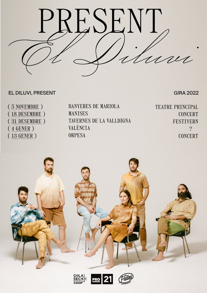el_Diluvi's tweet photo. ✨ Acomiadem aquest any tan especial juntes cantant #ElPresent, diluvis? 🤎⁣
⁣⁣
Va acabant el 2022, però els concerts continuen! 💨 👇🏼 En aquest cartell trobareu les dates dels pròxims concerts de la #GiraPresent2022.⁣⁣ https://t.co/HeQ8GlcYkj