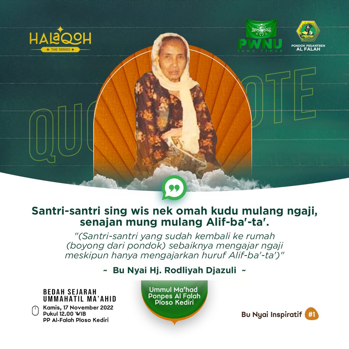 idadwiratri's tweet photo. #bunyaiinspiratif 
#BuNyaiRodliyahPloso 
#PerempuanNUdanPesantren https://t.co/W0UCyL34QI