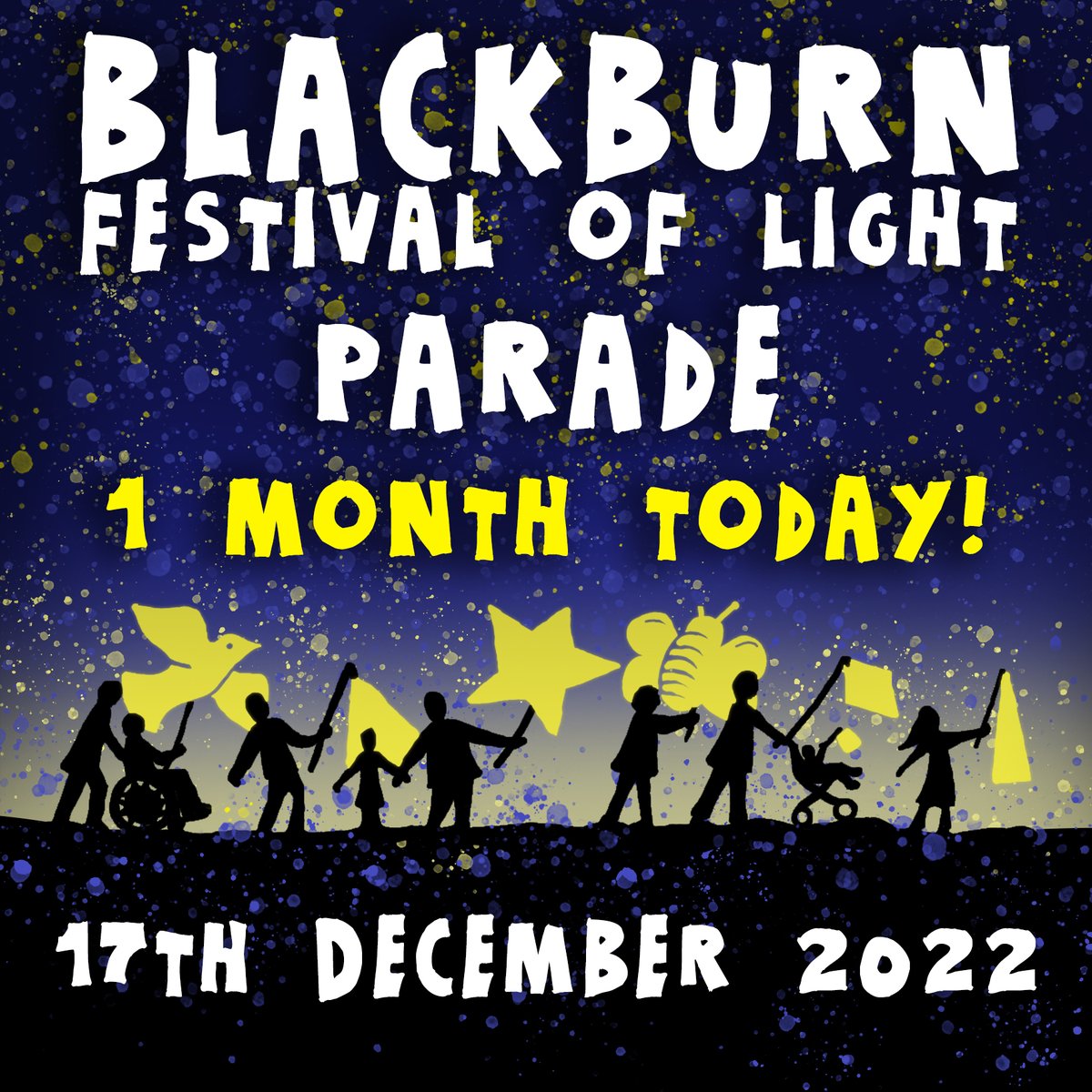 ONE MONTH TODAY!

...before we take to the streets of #Blackburn and bring our own slice of #joy and #light to the town centre with our #PARADE! ✨

For info on how to get involved head over to our Facebook page!

We can't wait to see you all! 🌟