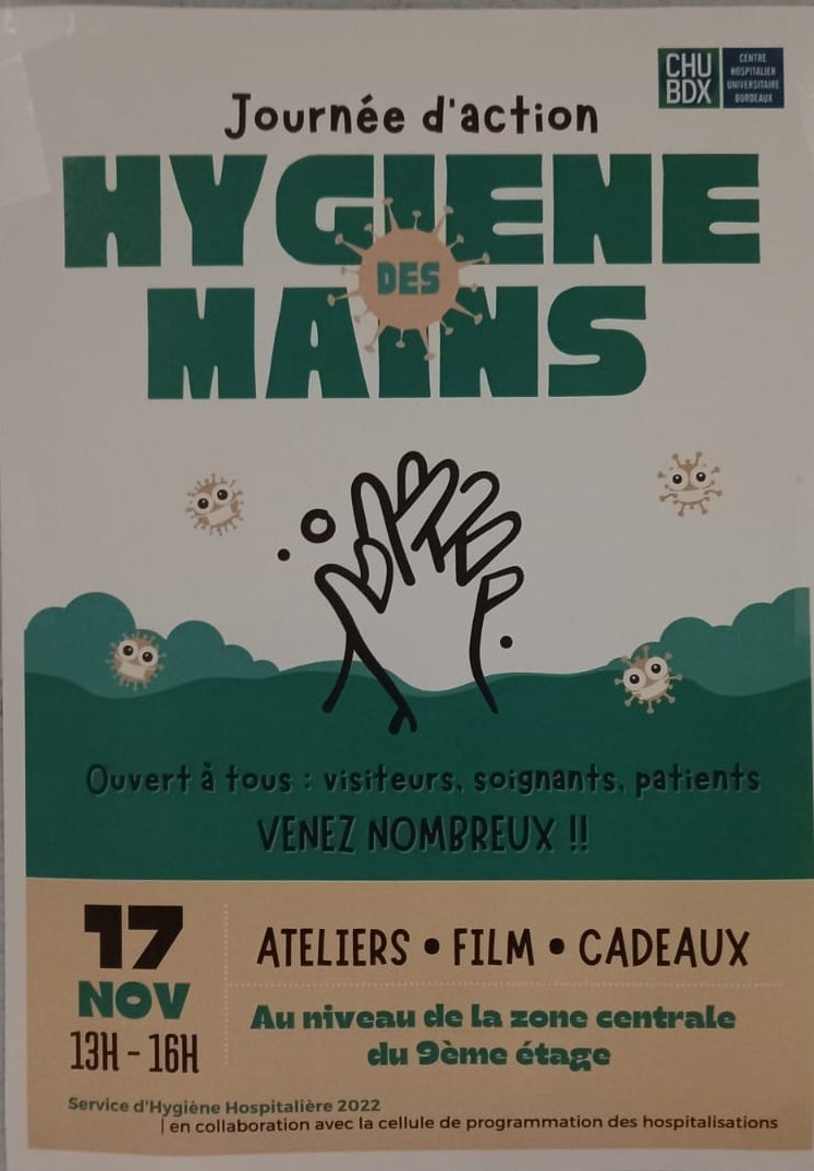 yolene_carre's tweet photo. 🚨 top départ pour la sensibilisation autour de l'#HDM à l'attention des pros et des patients au 9eme étage du Tripode 😻 
Venez nombreux voir notre super #IDE Marie-Caroline, #CHH sur le pôle neurosciences du @CHUBordeaux 👍
@amrogues @AgnesBauduin
On vs attend de 13h à 17h 😉 https://t.co/1YC5FZzIBV