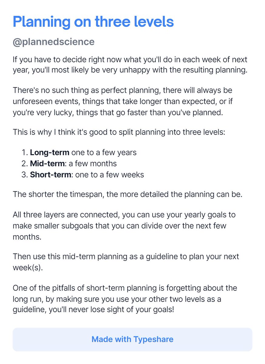 plannedscience's tweet photo. Struggling with #planning your #PhD?

Try not to make one perfect main plan, but split it into three connected ones

#AcademicTwitter #phdvoice #phdlife https://t.co/4kBjjGrn3I