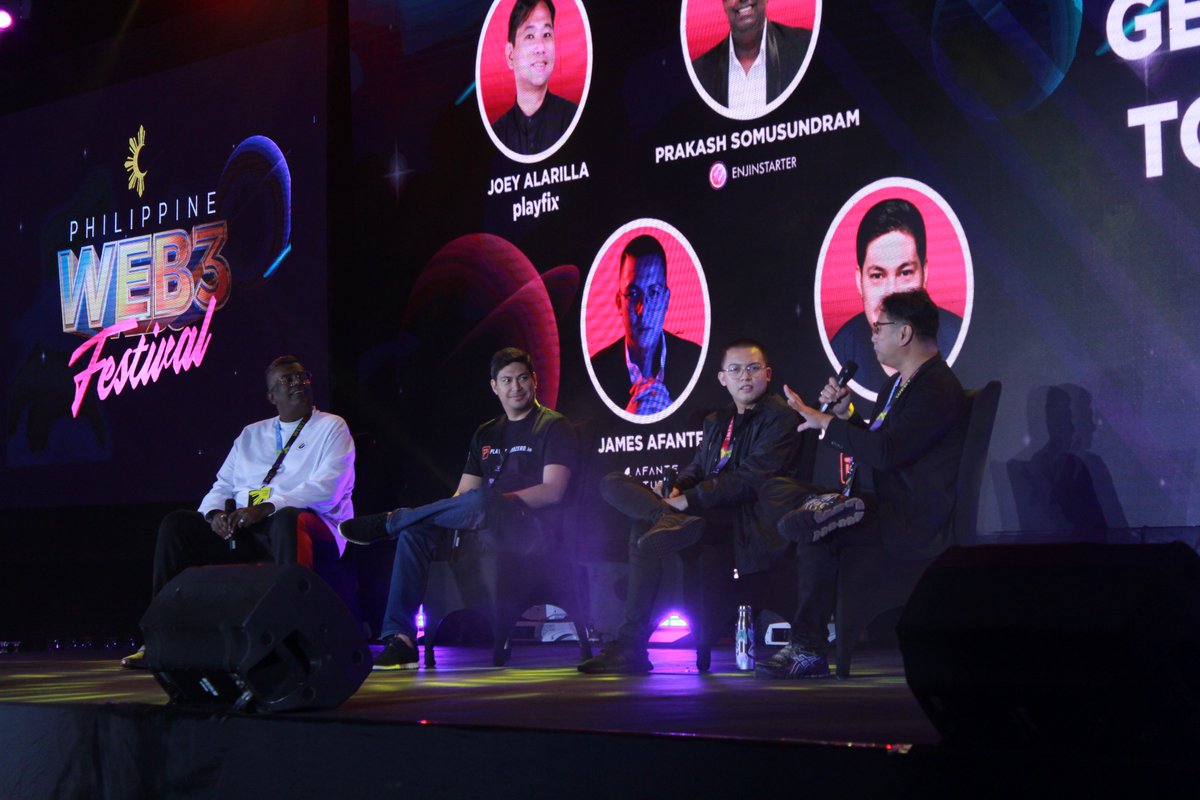 bitpinas's tweet photo. Panel Discussion: GETTING FROM ZERO TO ONE IN GAMING

Joey Alarilla @joeyalarilla of @PlayfixLab 
James Afante @jmsfnt of @AfanteStudios 
Prakash Somosundram @prakashsomo of @enjinstarter
Janze De Guzman @purrbana of @pgz_io

#PHWeb3Fest https://t.co/7Y0nMeWJSm
