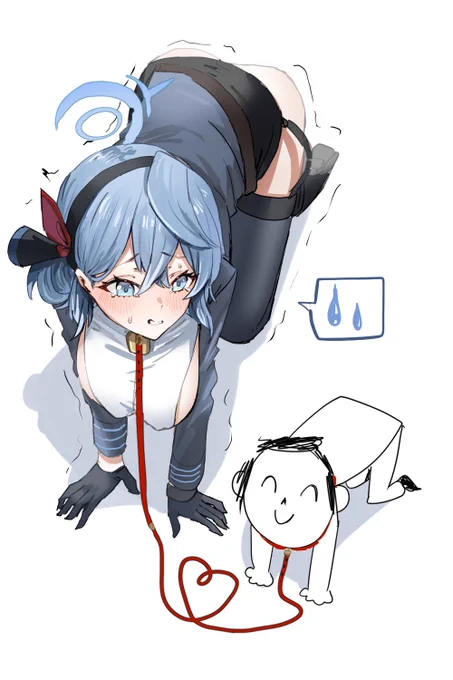 引き分けになったので、首輪は二人を結ぶ赤い紐になりました🥺
#ブルアカ 