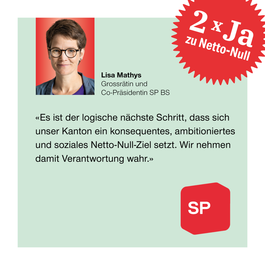 LisaMathys's tweet photo. Es ist richtig, das Netto-Null-Ziel für Basel-Stadt in der Verfassung zu verankern und so die Bevölkerung in diesen Entscheid einzubeziehen.
#2xJa #Klimagerechtigkeit #Basel2030 #Basel2037 #StichentscheidGegenvorschlag https://t.co/0iaKjPgKM9