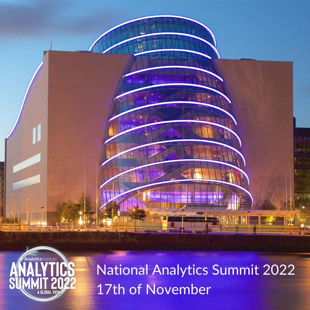 AnalyticsInsIre's tweet photo. We are delighted to be welcoming you all to the 2022 National Analytics Summit today in the Convention Centre Dublin. 

With 28 fantastic speakers and over 1300 registrations, we are gearing up for a fantastic day. 

We look forward to seeing you all there #AnalyticsSummit22 https://t.co/Gf32hN4X4P