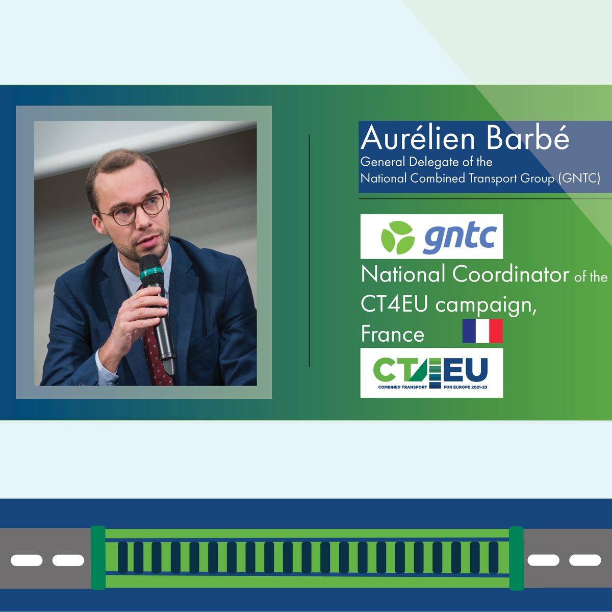 CT4EU's tweet photo. Meet the National Coordinator of the #CT4EU campaign, France – Aurélien Barbé, General Delegate of #GNTC, Groupement National des Transports Combinés! 

#freight #doortodoor #combinedtransport https://t.co/Kufpu2OovG