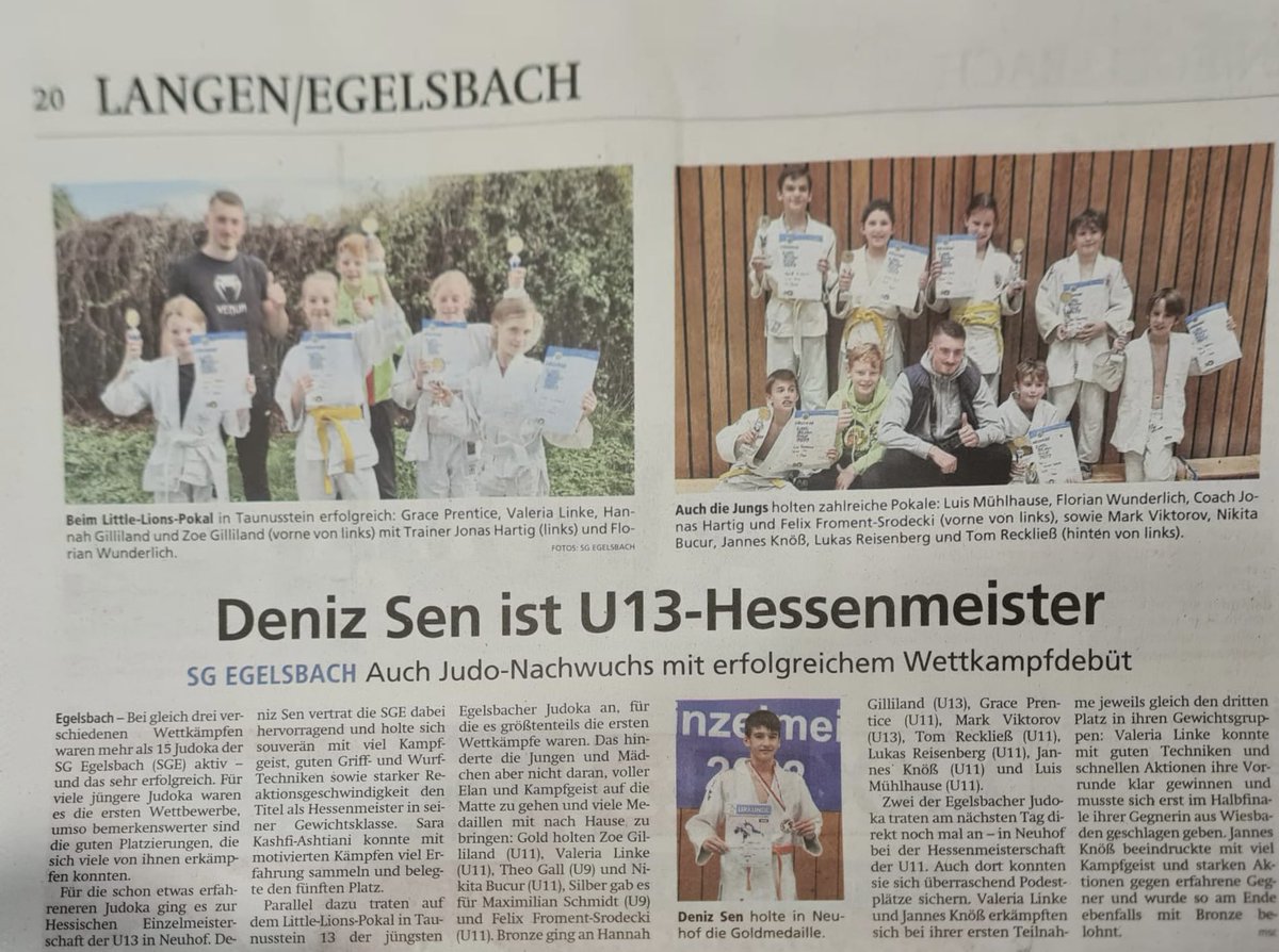 SGE-Judo - aus der lokalen Presse …