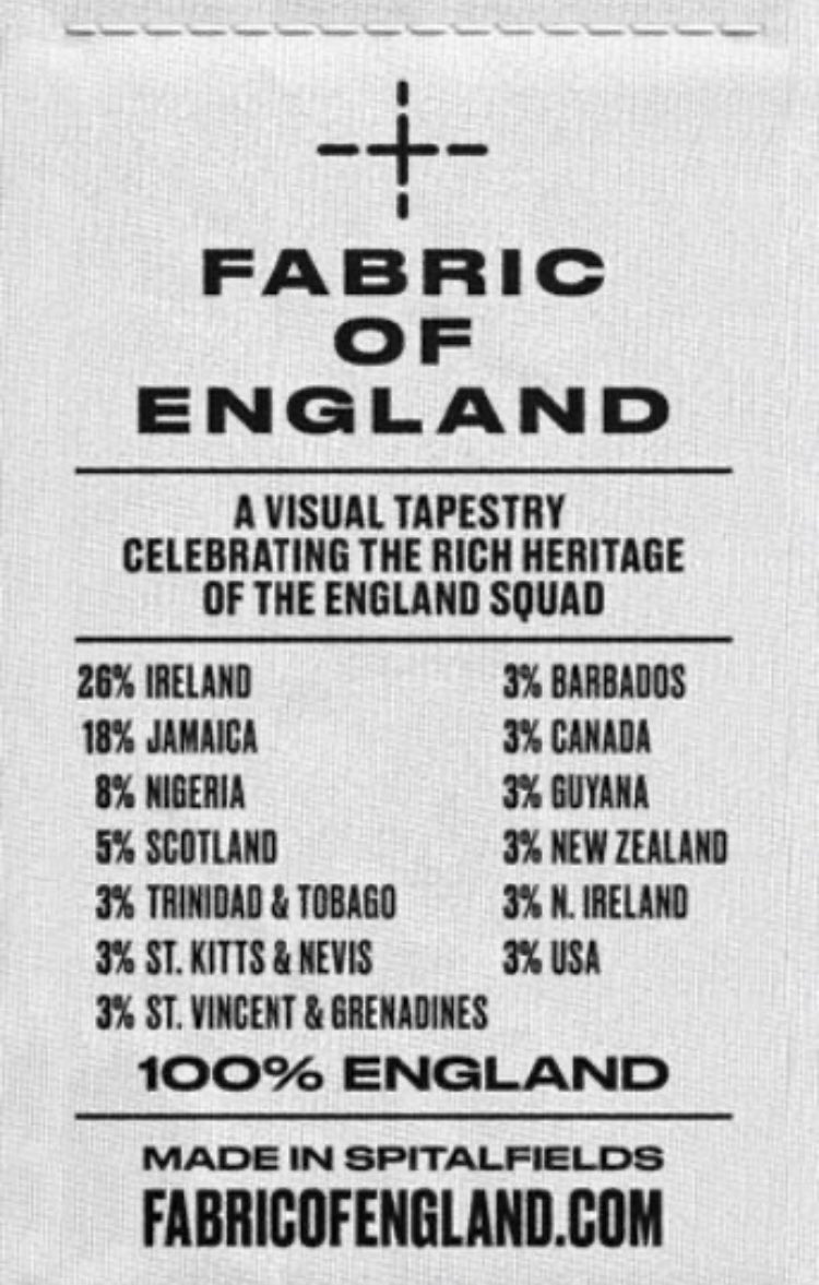 Marcuswriterman's tweet image. A jersey of the heritage nations that make up the English team. Provocative idea from my colleagues in McCann London #ShowRacismTheRedCard