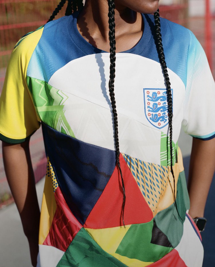Marcuswriterman's tweet image. A jersey of the heritage nations that make up the English team. Provocative idea from my colleagues in McCann London #ShowRacismTheRedCard