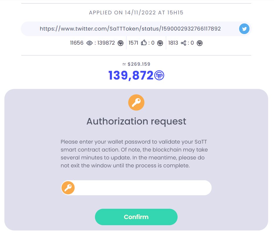 It's time to rebuild #web3 👀 #ProofOfPost 

140,000 $SaTT ~ $265 harvested for one tweet 👨‍🌾

Post on Twitter 👉 Earn $SaTT:
dapp.satt.com/campaign/635aa…

#SocialFi #Post2Earn #BUIDLing