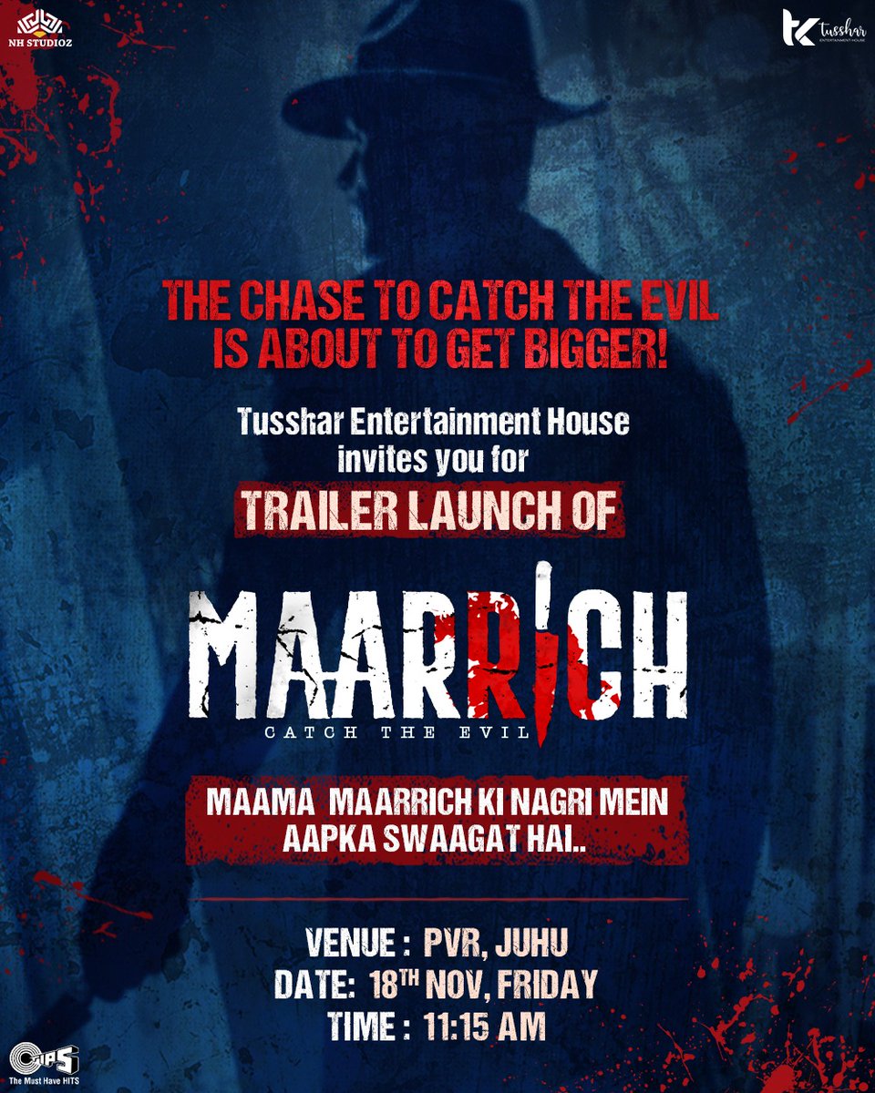 MARRICH - MULTI-CITY LAUNCH TRAILER LAUNCH! 
#MaarrichTrailer #Marrich
@TusshKapoor #NaseeruddinShah @IamSeeratKapoor @Dipannitasharma @RahulDevRising @anitahasnandani @dhruv_lather @priyankvjain 
@nh_studioz @hirawatshreyans @tipsofficial