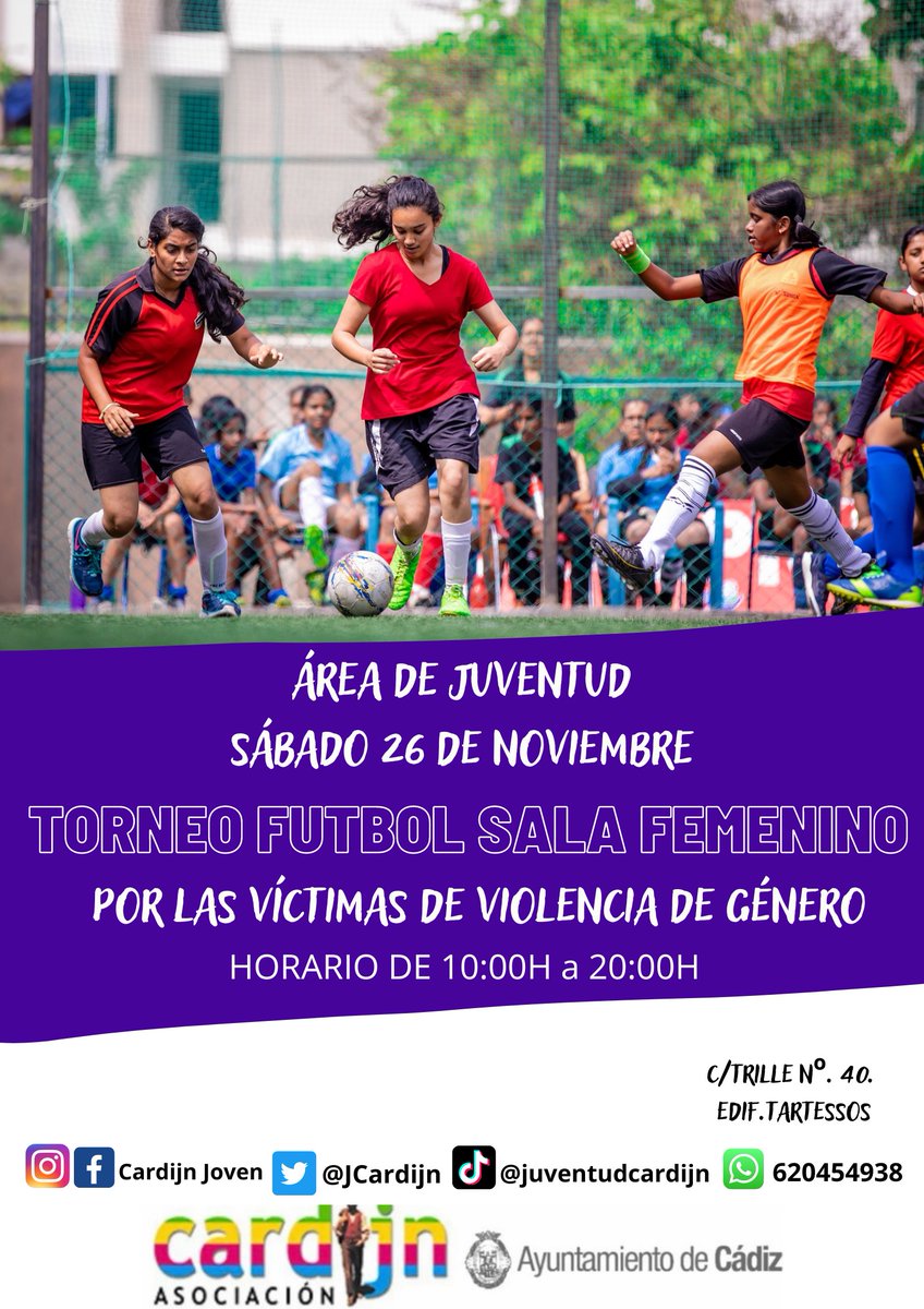 JCardijn's tweet photo. ■EVENTO DEPORTIVO.
Torneo de Fútbol Sala Femenino en honor a todas las víctimas de Violencia de género y contra todo tipo de violencia machista. 
Inscripción Gratuita: https://t.co/cyf0O2YCx7 https://t.co/u1PgxtRw8S