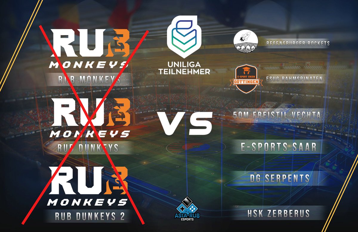 rub_monkeys's tweet photo. Spieltag - Ergebnisse @uniligaGG: 

Monkeys - Regensburg Rockets -> L 1:3 
Monkeys - @esugesports -> L 0:3

Dunkeys - 50m Freistil Vechta -> L 1:3
Dunkeys - E-Sports Saar -> L 2:3
 
Dunkeys 2 - DG Serpents -> L 2:3
Dunkeys 2 - HSK Zerberus -> ausstehend

Leider kein guter Tag.. https://t.co/gOEvRHST7d