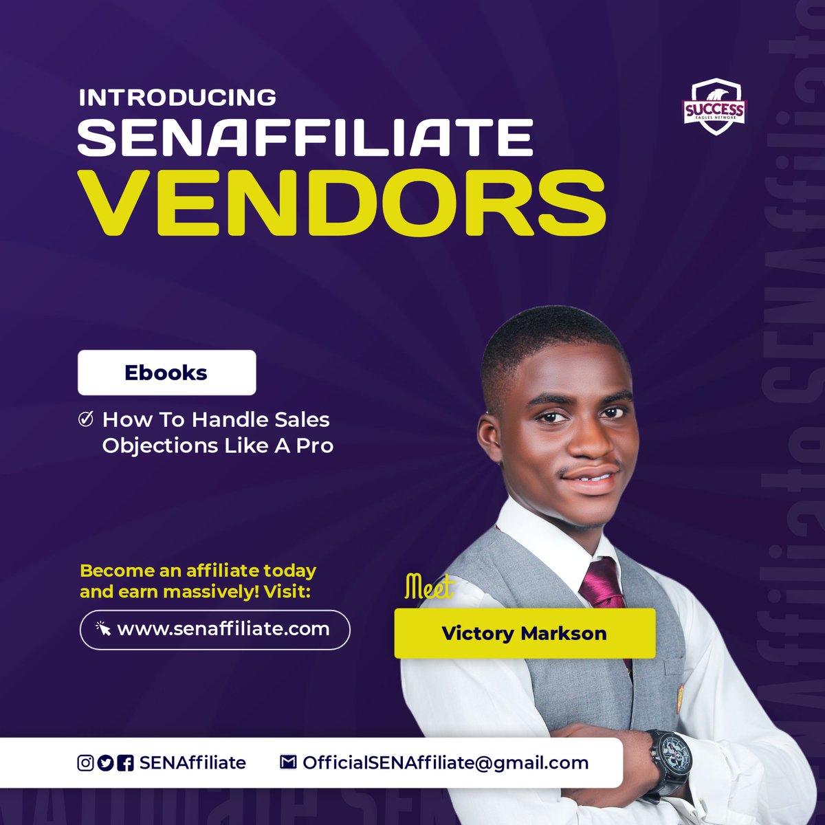 SENAffiliate's tweet photo. Let's welcome some of our vendors
Victory Markson.
#digitalskill #affiliatemarketing #SENAffiliate #sales #Money #Business https://t.co/JybxuI0hKg