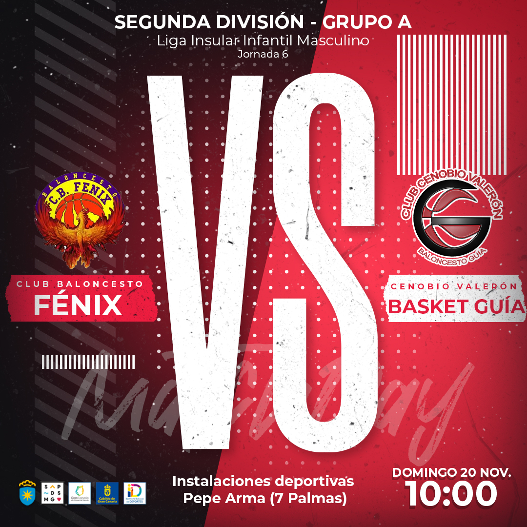 🗓𝗔𝗚𝗘𝗡𝗗𝗔 | Nueva jornada liguera para nuestro equipo Infantil. ¡𝐕𝐚𝐦𝐨𝐬 𝐂𝐞𝐧𝐨𝐛𝐢𝐨! 💪

🏆 𝗜𝗻𝗳𝗮𝗻𝘁𝗶𝗹
🆚 CB Fénix
⌚️ 10:00 horas
📅 Domingo 20 Nov.
📍 Instalaciones Deportivas Pepe Armas (7 Palmas)

#guiaesdeporte 
<a href="/GranCanariaDep/">Gran Canaria Deportes</a>  
<a href="/aytoguia/">Santa María de Guía</a>