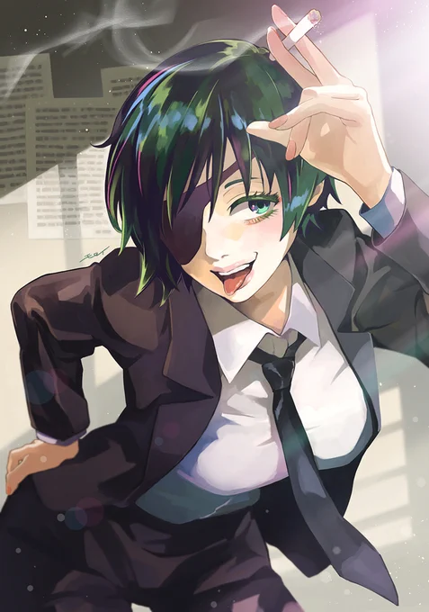 チェンソーマンの姫野先輩を描きました。Himeno from Chainsaw Man.#チェンソーマン #chainsawman 