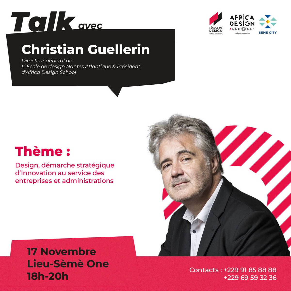 #International - <a href="/guellerin/">Christian Guellerin</a>, directeur général de l'école, est aujourd'hui à #Cotonou au Bénin dans les locaux d'<a href="/AfricaDesignSch/">Africa Design School</a> pour animer une conférence sur le #design et démarche #stratégique d'#innovation au service des #entreprises et des administrations #Designers