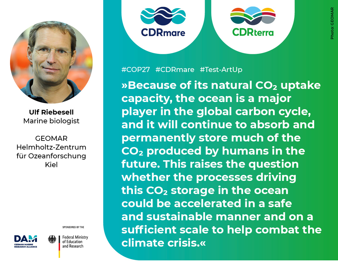 The #CDR discussion is a must on #SolutionsDay at #COP27. The #CDRmare consortium #TestArtUp, coordinated by Ulf Riebesell @GEOMAR_en, investigates whether #ArtificialOceanUpwelling can be a suitable measure for accelerated #CO2removal.