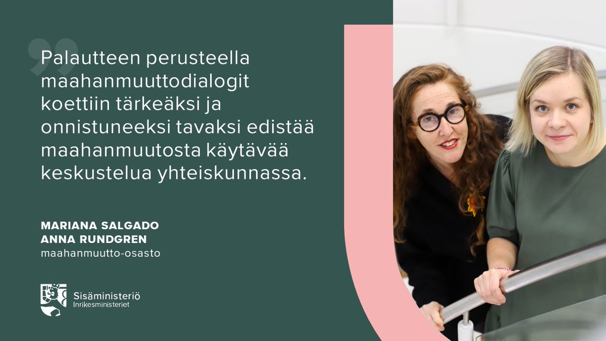 Maahanmuuttodialogeja järjesti yht. lähes 80 toimijaa ympäri Suomen.

Lähes kaikki katsoivat #maahanmuuttodialogit tarpeellisiksi jatkossakin. Kohtaamista, aitoa dialogia ja ymmärryksen lisäämistä pidettiin tärkeinä.

@AnnaRundgren ja @Salgado blogissa: intermin.fi/ajankohtaista/…