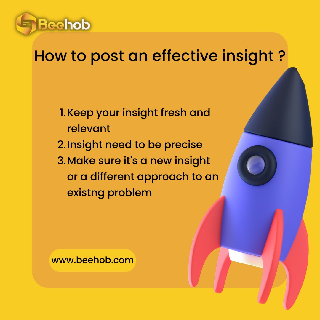 bee_hob's tweet photo. How to post an effective insight ?
1.Keep your insight fresh and relevant
2.Insight need to be precise
3.Make sure it's a new insight or a different approach to
an existng problem
Visit us: https://t.co/BO0FRHWQlS
#insights #coversation #freeplatform #ideas #marketing https://t.co/NpRu7LBidi