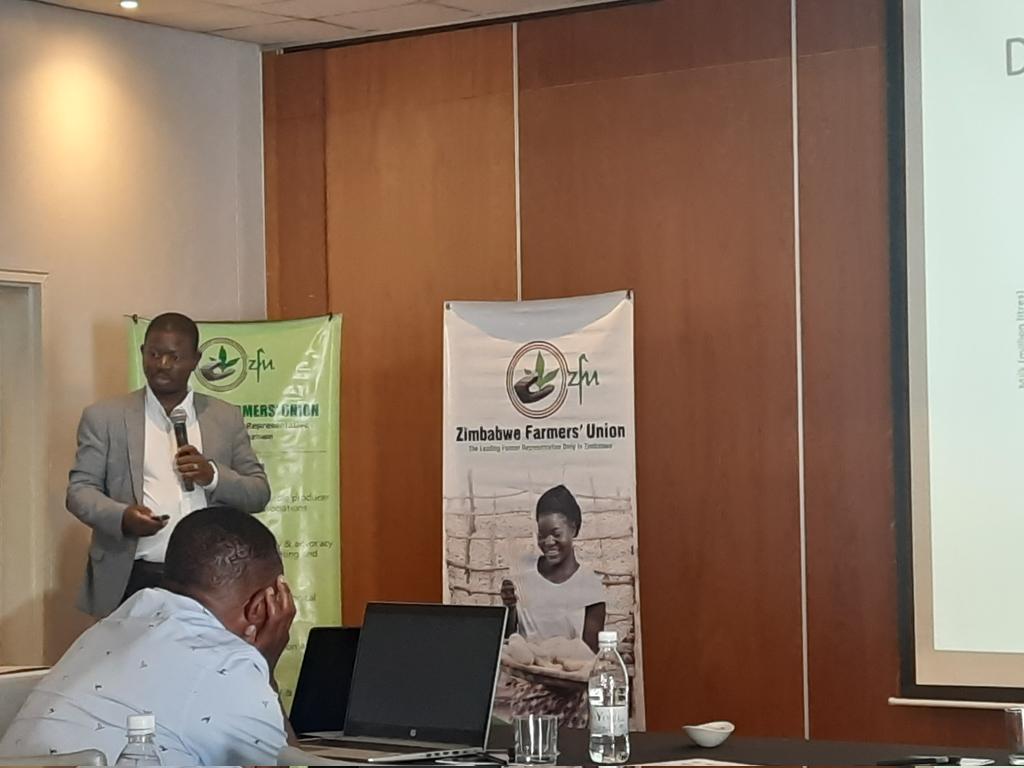 ZagpDairy's tweet photo. Presentation of the 1st Paper on: Regional Competitiveness of the Dairy Industry in the view of the African Continental Free Trade Area by @ZADF_Official consultants Dr.K Mujeyi, Dr B Mudiwa.
#TranZDVC- #PolicyAdvocacyConference https://t.co/5WKBxjoDZw